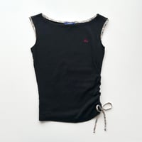 Burberry plaid piping shirring tank top