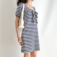 Chloe striped frill puff sleeve dress
