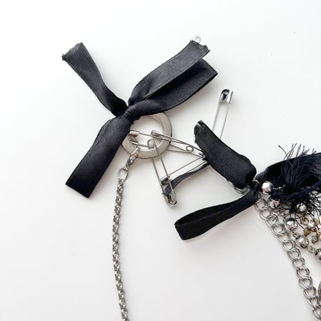 beads ribbon chain long necklace