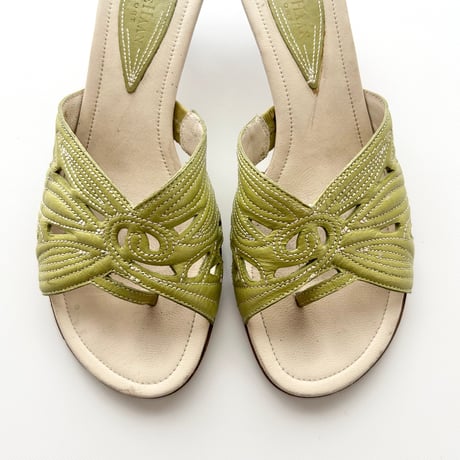 green leather designed mule 23.5cm