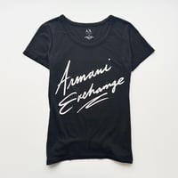 ARMANI black logo flower sheer T-shirts