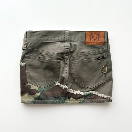 camouflage patchwork low-rise mini skirt