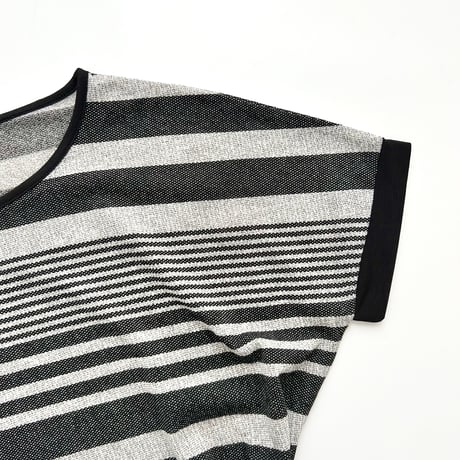 black×gray striped waist mark tunic