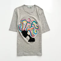 gray printed half sleeve T-shirts