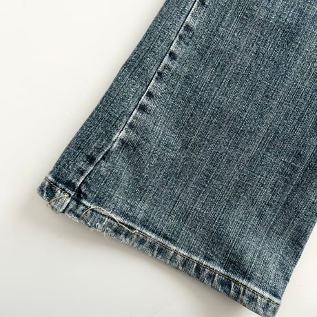 light blue denim low-rise pants