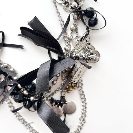 beads ribbon chain long necklace