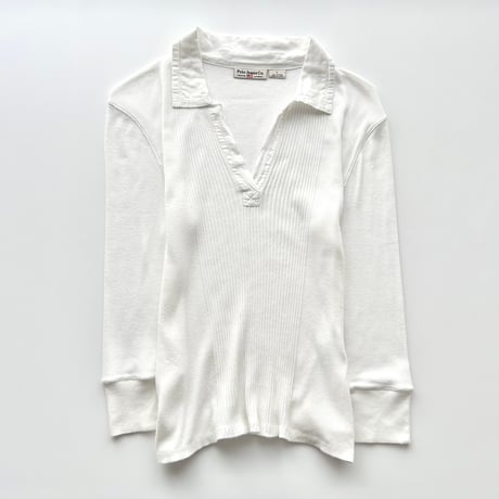 Ralph Lauren white open collar rib shirt