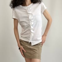 DKNY white frill asymmetry T-shirts