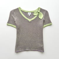 ARMANI green×purple ribbon T-shirts