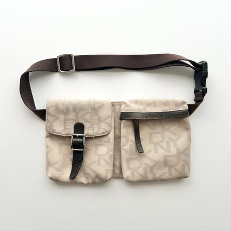 DKNY beige logo waist belt bag