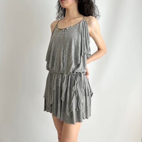 BEBE gray sequins halter neck dress