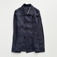 navy double button linen jacket