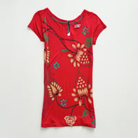 red flower printed tunic