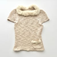 beige real fur knit tops