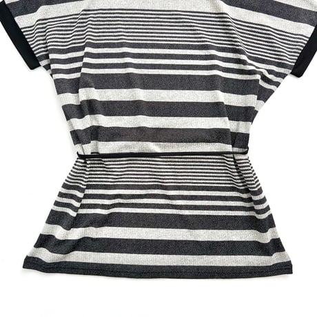 black×gray striped waist mark tunic