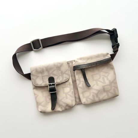DKNY beige logo waist belt bag