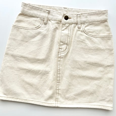 ivory denim stitch mini skirt