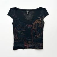 VERSACE black printed sheer T-shirts