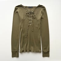Ralph Lauren khaki lace up rib tops