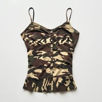 camouflage buttons frill camisole