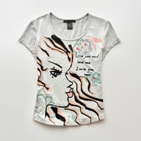 gray printed rhinestone T-shirts