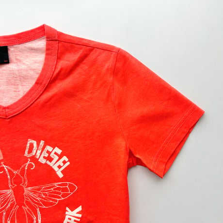DIESEL orange×white printed T-shirts