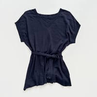 navy waist mark v neck knit tunic