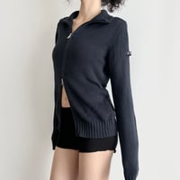 ARMANI navy dual zip cotton knit