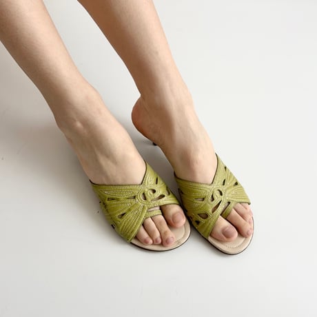 green leather designed mule 23.5cm