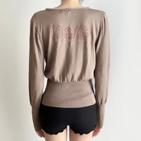 D&G beige rhinestone logo full zip tops