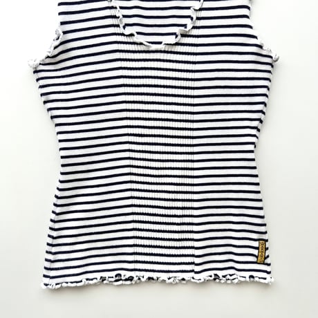 ARMANI striped frill rib tank top