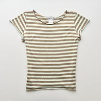 agnes b. green×brown striped T-shirts