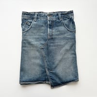 asymmetry slit denim skirt
