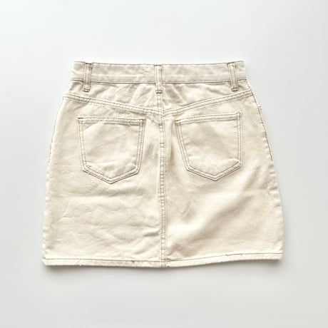 ivory denim stitch mini skirt