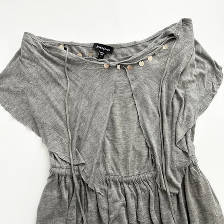BEBE gray sequins halter neck dress
