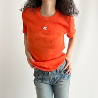 courreges orange logo knit tops