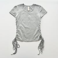 gray side lace up T-shirts