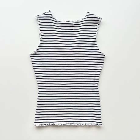 ARMANI striped frill rib tank top