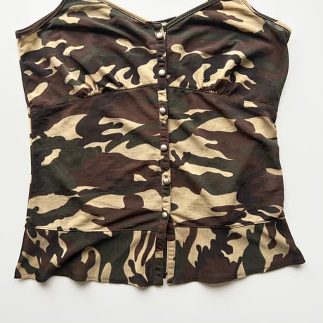 camouflage buttons frill camisole