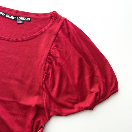 MARY QUANT red puff sleeve belt knit tunic