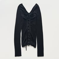 black lace up rib tops