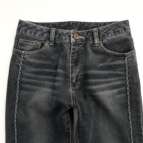 black denim side piping pants