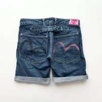 EVISU logo printed denim short pants