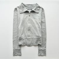 MARY QUANT gray rhinestone full zip tops