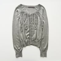 gray frill designed cardigan