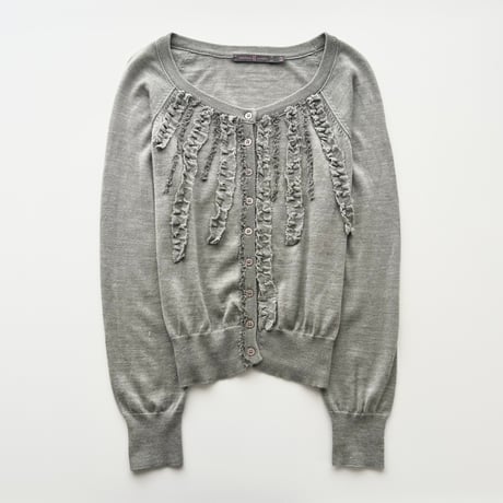 gray frill designed cardigan