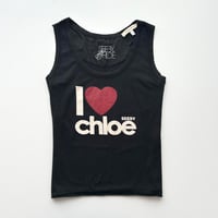 Chloe black logo printed tank top