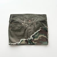 camouflage patchwork low-rise mini skirt