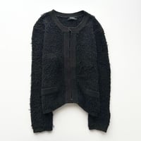 black shaggy knit cardigan