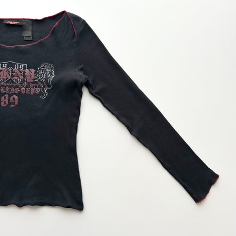 DKNY black logo printed rib tops